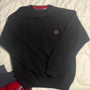 Tommy Hilfiger Black Sweater with Embroidered Logo